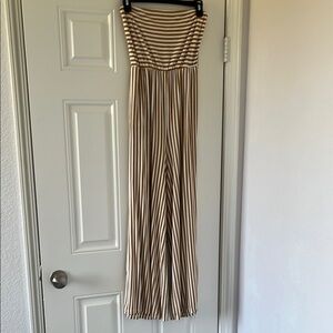 American Eagle Outfitters Mustard and White Striped Jumpsuit